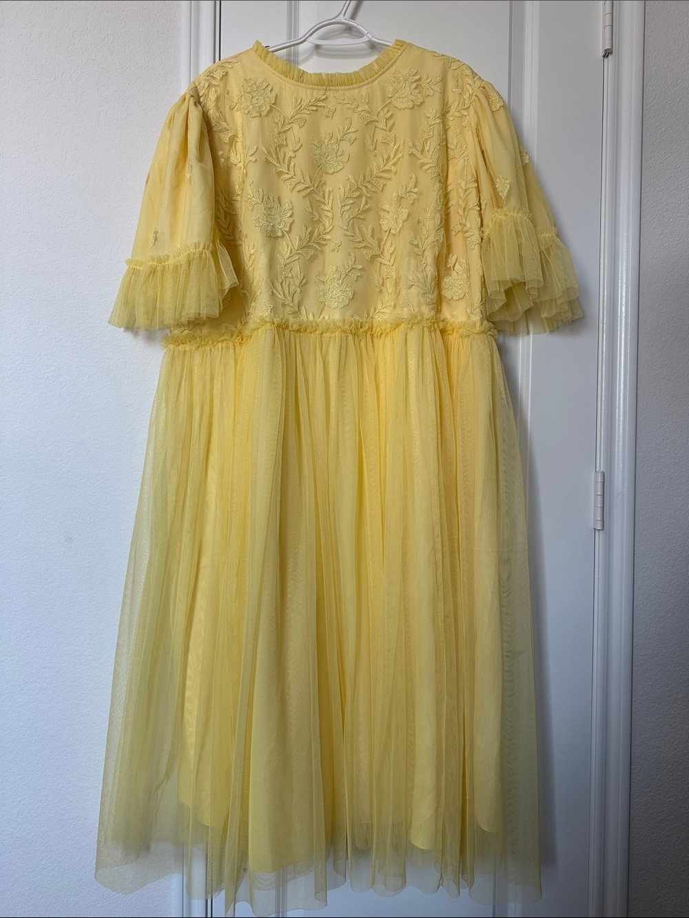 JessaKae Juliette Bright Yellow Embroidered Tulle Princess Dress